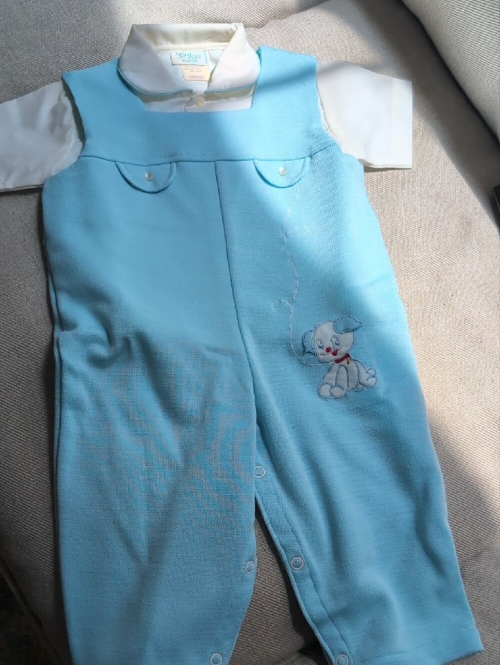 Tiny Tots Light Blue Sleeveless Baby Romper with White Collar